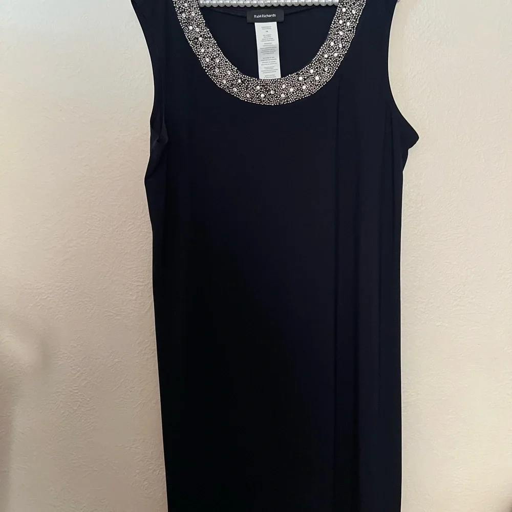 R&M Richards 16 blue Dress with jacket Sheer Sleeves - Picture 5 of 8